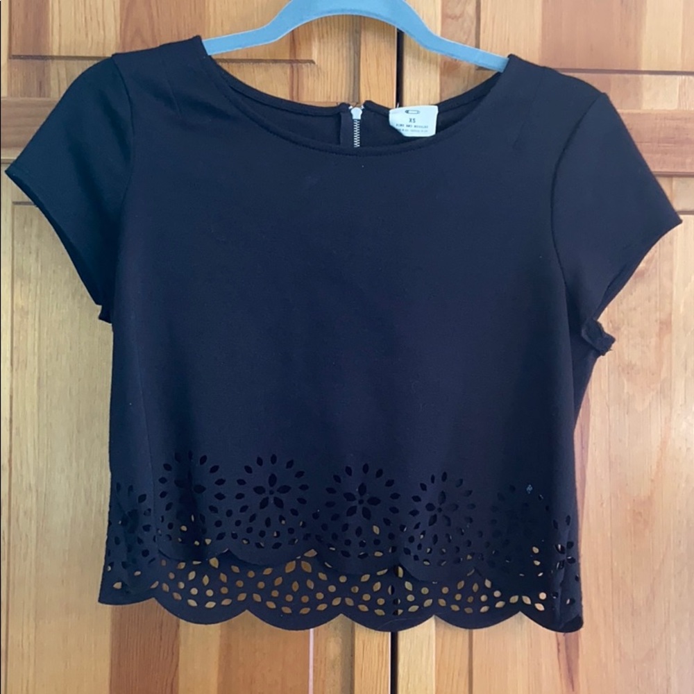 Black crop top with cute cut outs